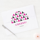 Neujahr Fuchsia Pink Mod Geometric Holiday Runder Aufkleber (Umschlag)