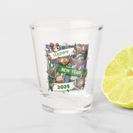 Neujahr Funny Animal Sports Fans Scarf Cartoon Schnapsglas