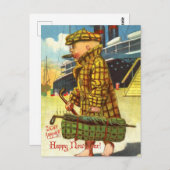 Neujahr gerade angekommen postkarte (Vorne/Hinten)