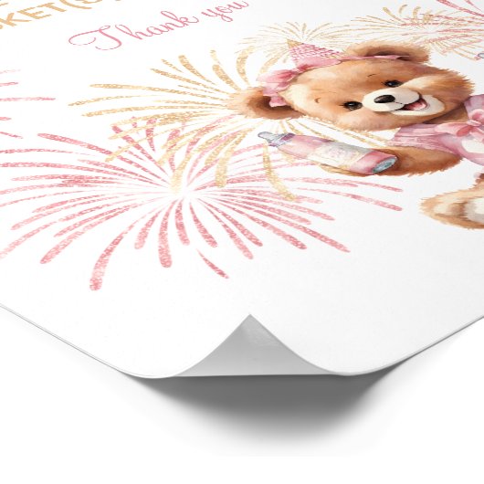 Neujahr Girl Pink Babydusche Windeln Raffle-Zeiche Poster (Ecke)