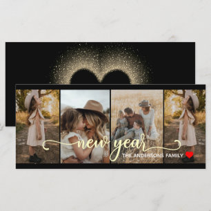 Neujahr   Gold schwarz   4 Fotokarte