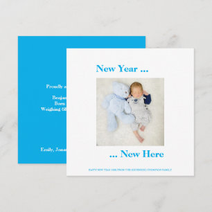 Neujahr hier Foto Baby Boy Ankündigung Blue