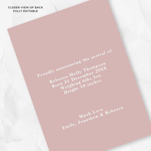 Neujahr hier Foto Rosa Geburtserklärung Ankündigung