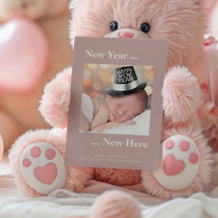 Neujahr hier Foto Rosa Geburtserklärung Ankündigung