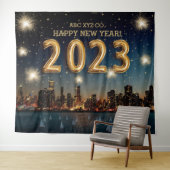 Neujahr | Hintergrund des Fotos der Feuerwerkskörp Wandteppich (Beispiel (Horizontal))