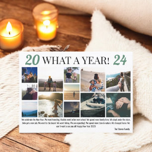 Neujahr im Überblick 12 Fotos Collage Grid grün Feiertagskarte