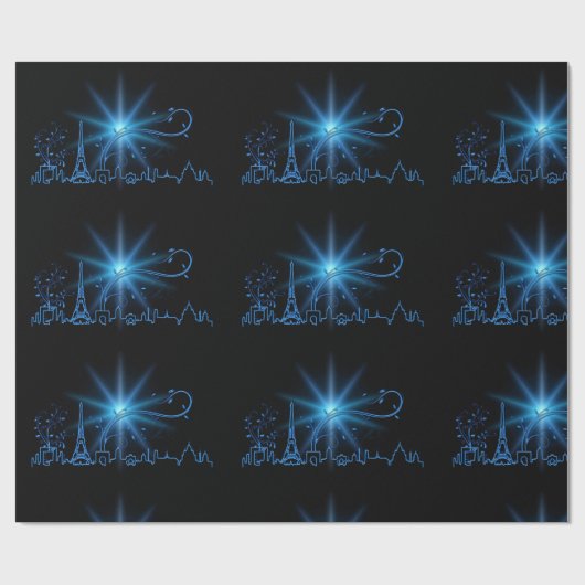 Neujahr in Paris Geschenkpapier (Flach)