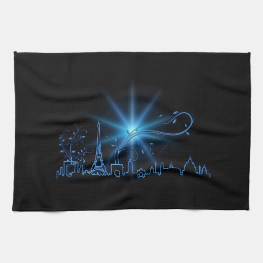 Neujahr in Paris Geschirrtuch (Horizontal)