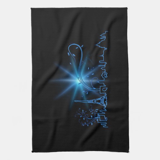 Neujahr in Paris Geschirrtuch (Vertikal)