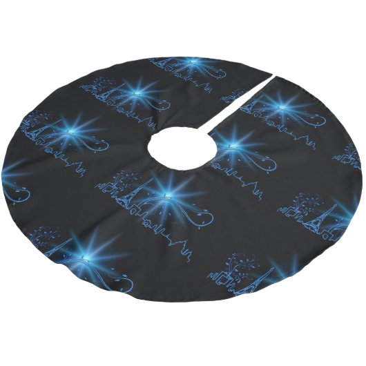 Neujahr in Paris Polyester Weihnachtsbaumdecke (Schrägansicht)