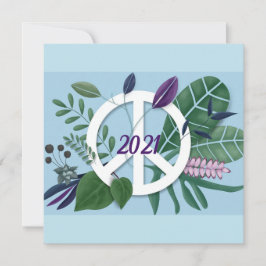 Neujahr Inspiration Peace Floral Blue Flat Feiertagskarte