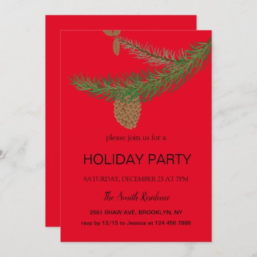 Neujahr ist der Kiefernbaum eine Säugetiereinladun Einladung (Vorne/Hinten)