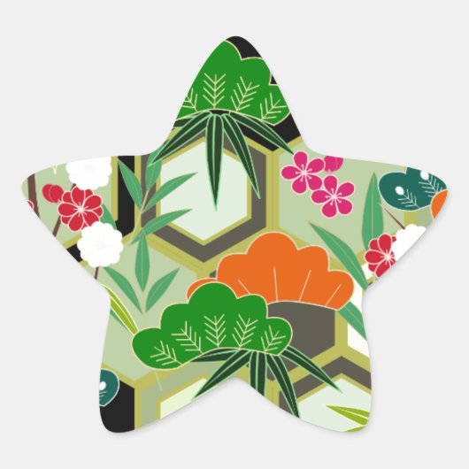 Neujahr Japan Stil Stern-Aufkleber (Vorderseite)