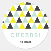 Neujahr jubelt farbenfrohe Mod Geometric Holiday Runder Aufkleber (Vorderseite)