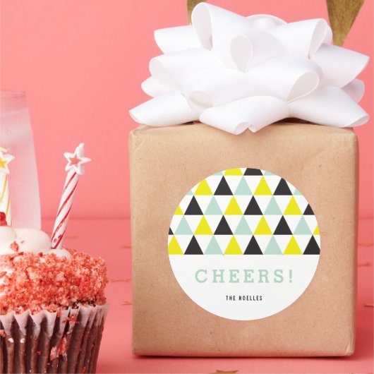 Neujahr jubelt farbenfrohe Mod Geometric Holiday Runder Aufkleber (Party)