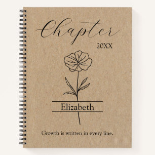 Neujahr Kapitel Wildblume Minimalistischer Name Notizblock