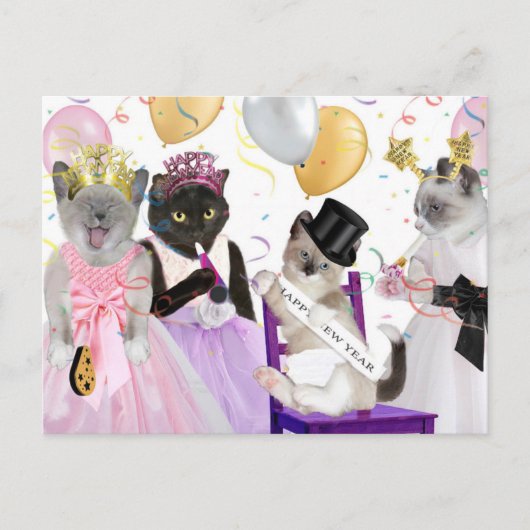 Neujahr: Kitten Postkarte (Vorderseite)