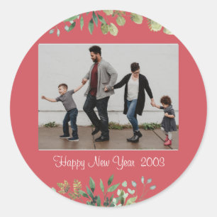 Neujahr-Klassik-Rundsticker Runder Aufkleber