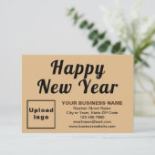 Neujahr: kleine braune Flachgrüße Karte (Stehend Vorderseite)