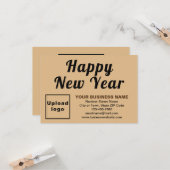 Neujahr: kleine braune Flachgrüße Karte (Vorderseite/Rückseite Beispiel)