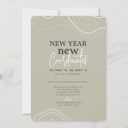 Neujahr koordiniert Ankündigung über den Umzug von (Vorderseite)