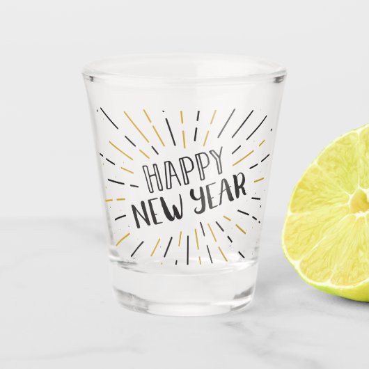 Neujahr Kunst Burst Grafik glücklich Neues Jahr Te Schnapsglas (Vorderseite)