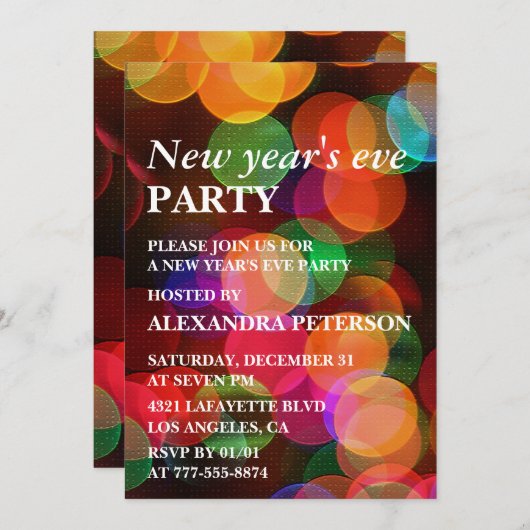 Neujahr lädt Colorful Confetti Sparkle ein Einladung (Vorne/Hinten)