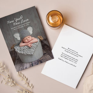 Neujahr Liebe Baby Foto Geburtsankündigung Mitteilungskarte