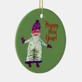 Neujahr Maßgeschneiderter Weihnachtskalender Keramik Ornament (Rechts)