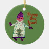 Neujahr Maßgeschneiderter Weihnachtskalender Keramik Ornament (Vorne)