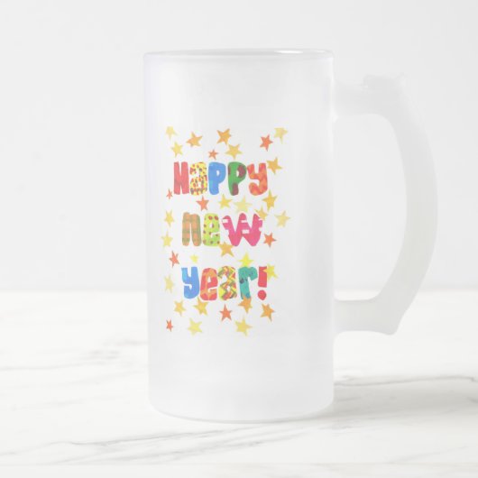 Neujahr: Mattierte Tasse aus Sternglas (Rechts)