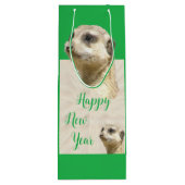 Neujahr Meerkat GREEN Weinbeutel Geschenktüte Für Weinflaschen (Rückseite)