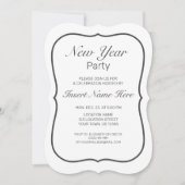 Neujahr Minimalistisches Schwarz Einladung (Vorderseite)