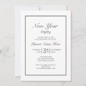 Neujahr Minimalistisches Schwarz Einladung (Vorderseite)