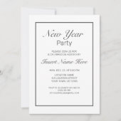 Neujahr Minimalistisches Schwarz Einladung (Vorderseite)