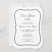 Neujahr Minimalistisches Schwarz Einladung (Vorderseite)