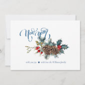 Neujahr mit Spruce Filialen Foto Grußkarte Ankündigung (Rückseite)