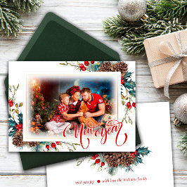 Neujahr mit Spruce Filialen Foto Grußkarte Ankündigung