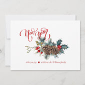 Neujahr mit Spruce Filialen Foto Grußkarte Ankündigung (Rückseite)