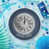 Neujahr Mitternacht Uhr auf dem Mond Pappteller (Party)