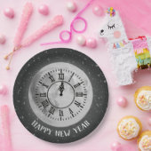 Neujahr Mitternacht Uhr auf dem Mond Pappteller (Party)