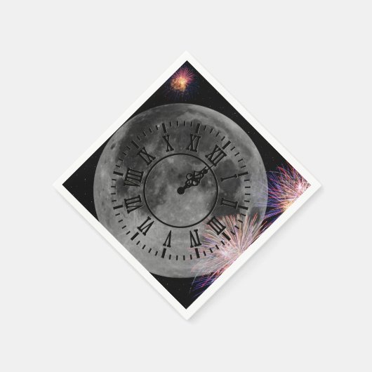 Neujahr Mitternacht Uhr auf dem Mond Serviette (Ecke)