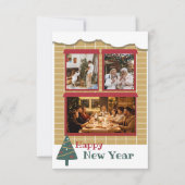 Neujahr | Modern 3 Foto Collage Weihnachtskarte (Vorderseite)