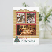 Neujahr | Modern 3 Foto Collage Weihnachtskarte (Stehend Vorderseite)