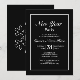 Neujahr Modernes Minimalistisches Schwarz-weiß Einladung