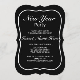 Neujahr Modernes Minimalistisches Schwarz-weiß Einladung