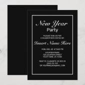 Neujahr Modernes Minimalistisches Schwarz-weiß Einladung (Vorne/Hinten)