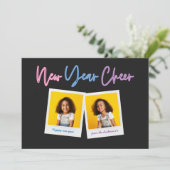 Neujahr Multi-Foto hell modern und farbenfroh Nebe Ankündigung (Stehend Vorderseite)