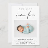 Neujahr Neue Liebe Foto Geburt Ankündigung (Vorderseite)