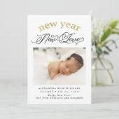 Neujahr Neue Liebe Geburtsjahr Foto Ankündigung (Stehend Vorderseite)
